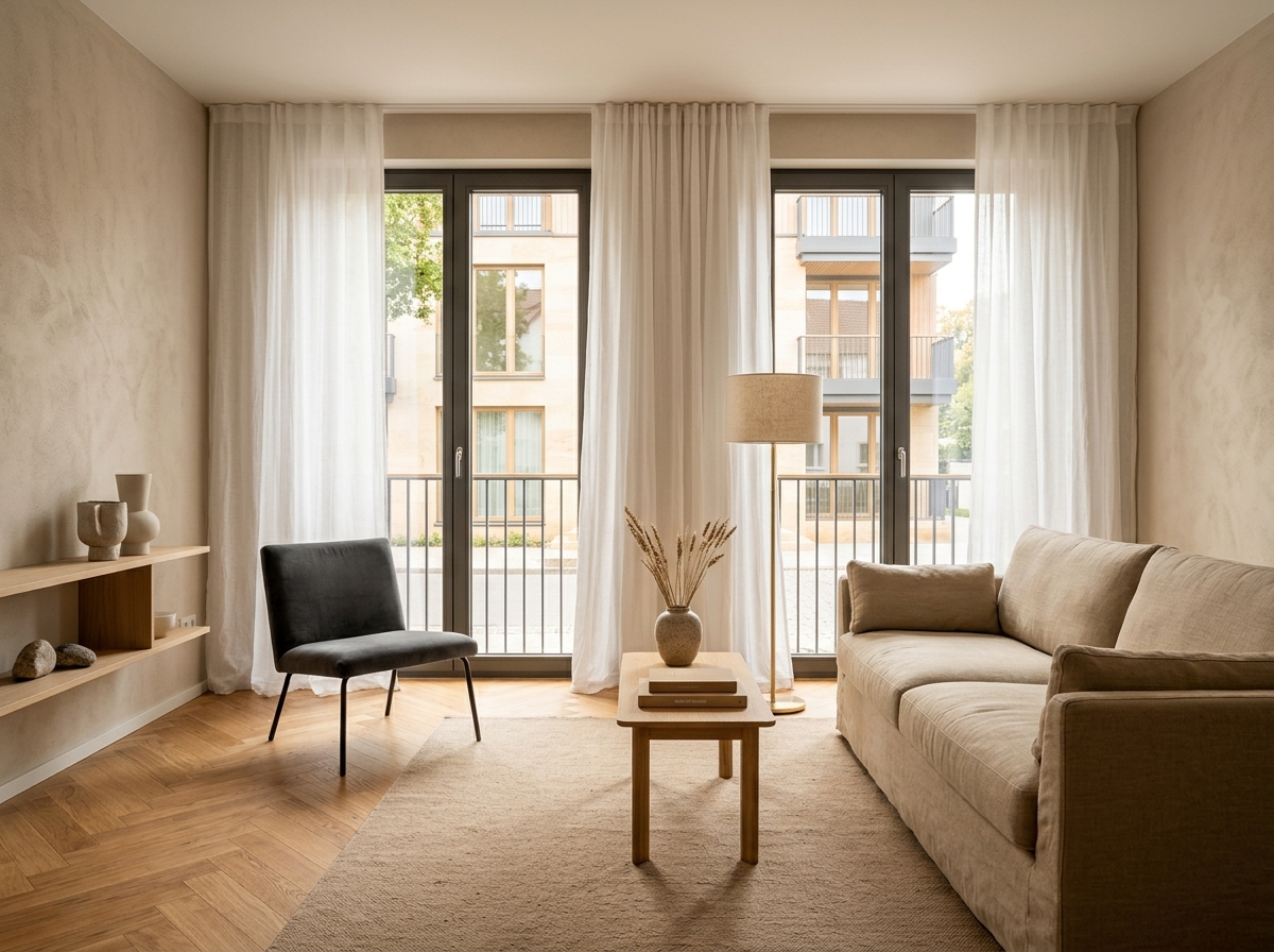 Helles Wohnzimmer einer Eigentumswohnung – Immobilienvermittlung in Erfurt und Thüringen